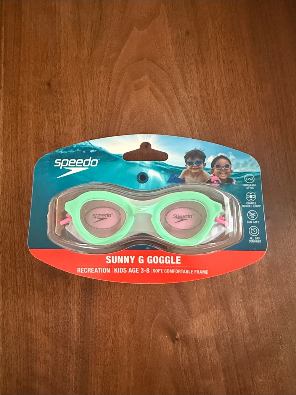NWT! Speedo Kids Swim Goggles - Mint Green & Pink Accents